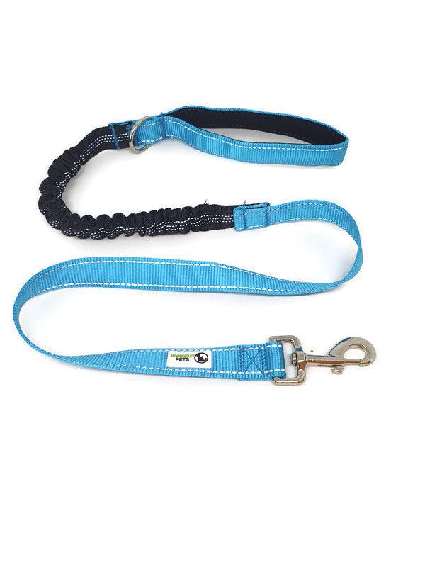 Bungee Dog Lead Nylon w/Reflective Stitching - Moondidley Pets Light Blue - Mega Pet Store