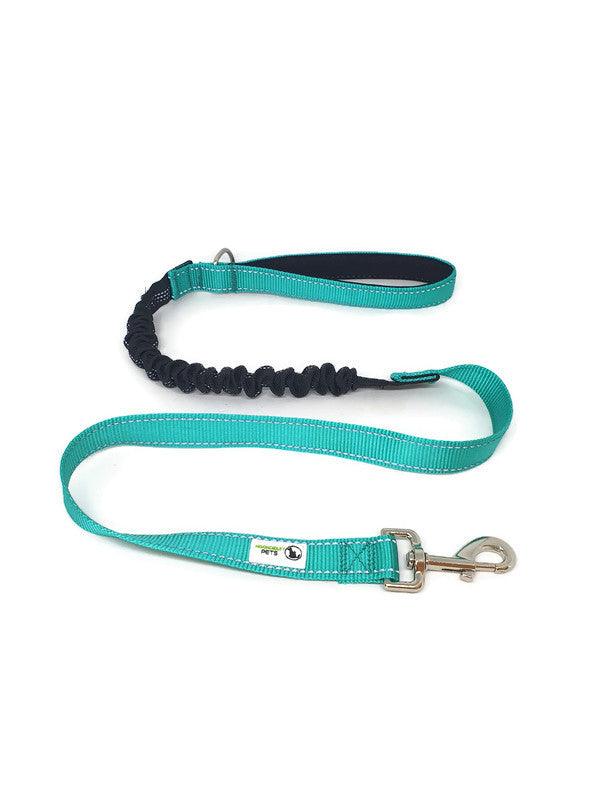 Bungee Dog Lead Nylon w/Reflective Stitching - Moondidley Pets Turquoise - Mega Pet Store