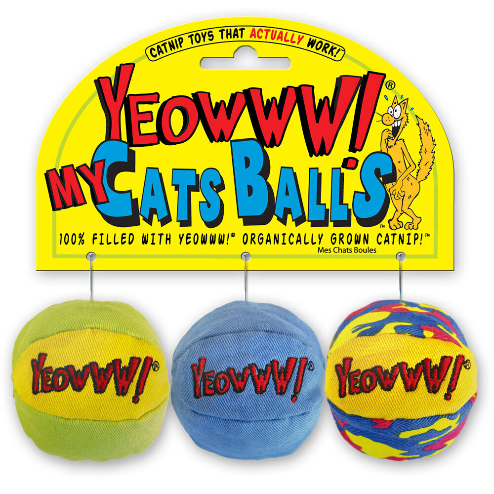 Yeowww! My Cats Balls Catnip Plush Cat Toy- Pack of 3