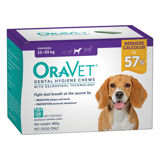 Oravet Plaque & Tartar Control Chews for Medium Dogs (11-23kg) - 28 Chews