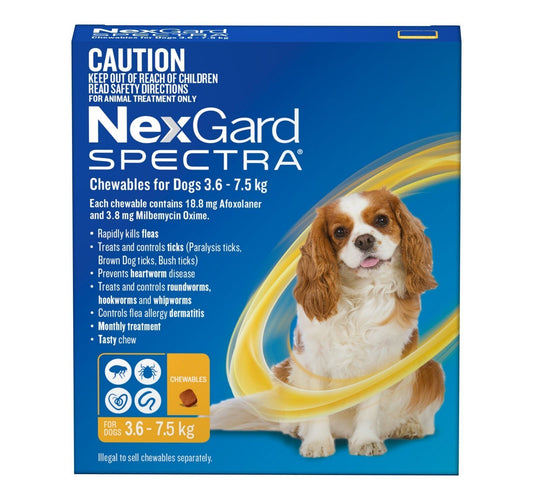 NexGard Spectra Chewable Tablets for Dogs (3.6-7.5Kg) - 3 Chews