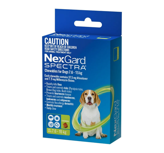 NexGard Spectra Chewable Tablets for Dogs (7.6 -15Kg) - 3 Chews