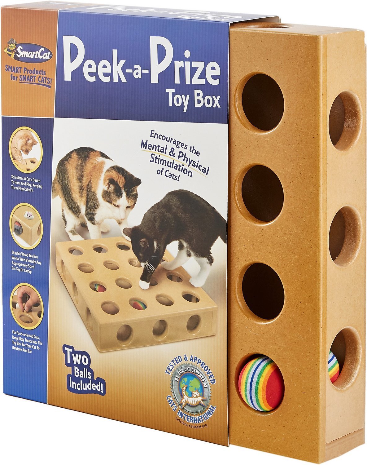 Smartcat Peek-a-Prize Large Toy Box Wooden Cat Toy