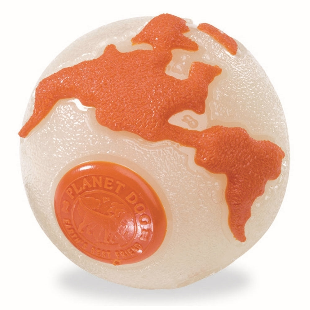 Planet Dog Orbee-Tuff Planet Ball Glow-in-the-Dark White & Orange Treat-Dispensing Dog Toy