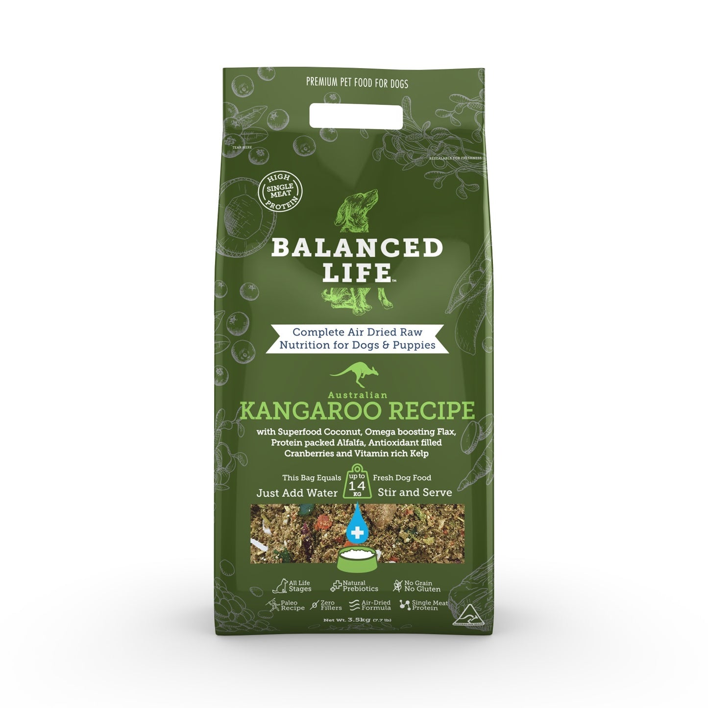 Balanced Life Air Dried Dog Food - Kangaroo -3.5kg