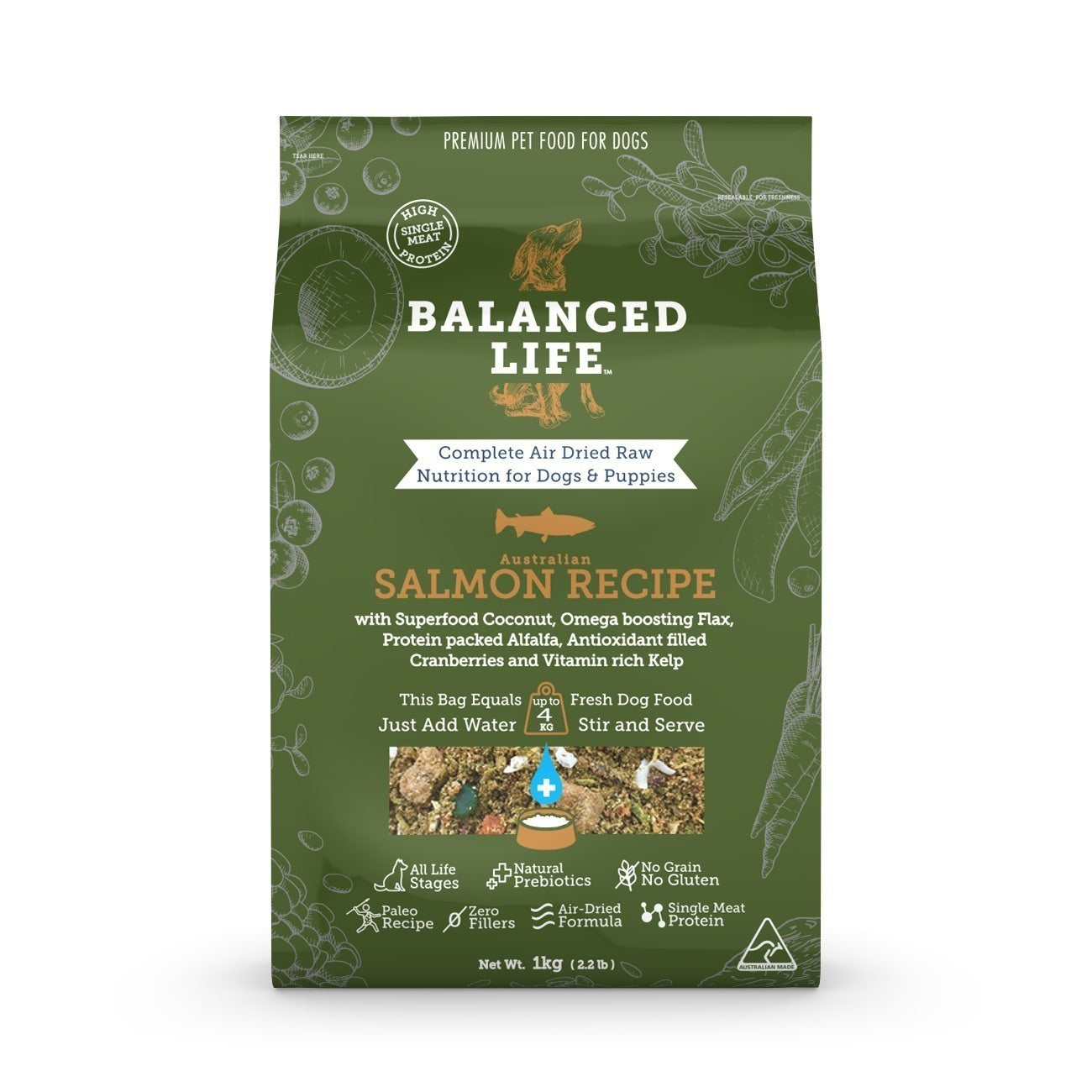 Balanced Life Air Dried Dog Food - Salmon - 1kg