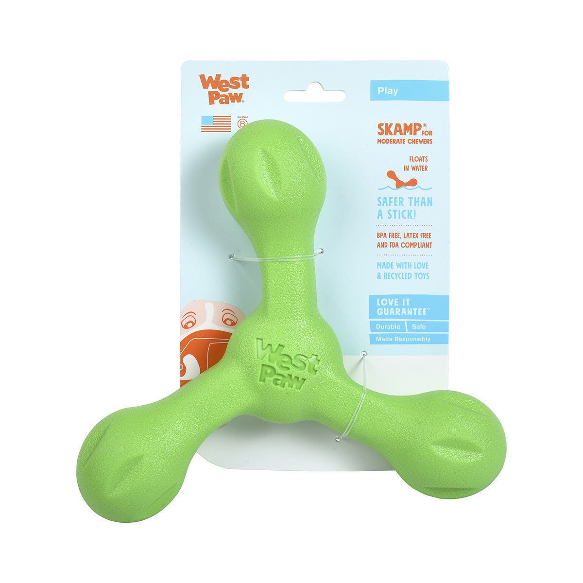 West Paw Skamp Flyer Fetch Dog Chew Toy