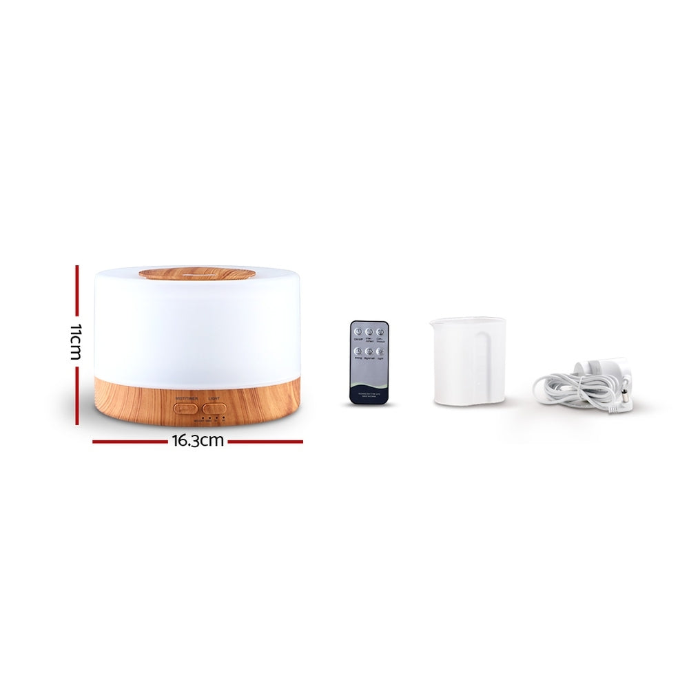 Devanti 500ml Light Wood Aroma Diffuser – Aromatherapy Humidifier & Air Purifier