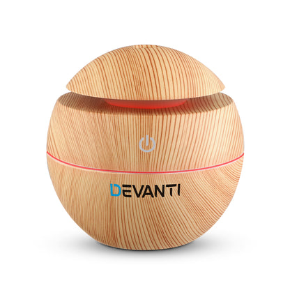 Devanti Light Wood Aroma Diffuser – Stylish Aromatherapy Humidifier for Pet-Friendly Homes