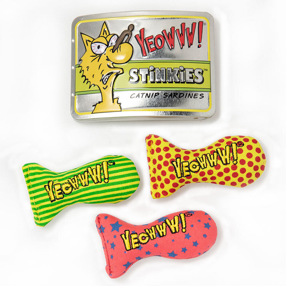 Yeowww! Stinkies Catnip Sardines Cat Toys- Tin of 3