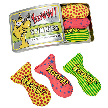 Yeowww! Stinkies Catnip Sardines Cat Toys- Tin of 3