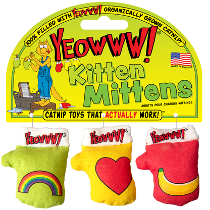 Yeowww Kitten Mittens Catnip Cat Toys - Pack of 3