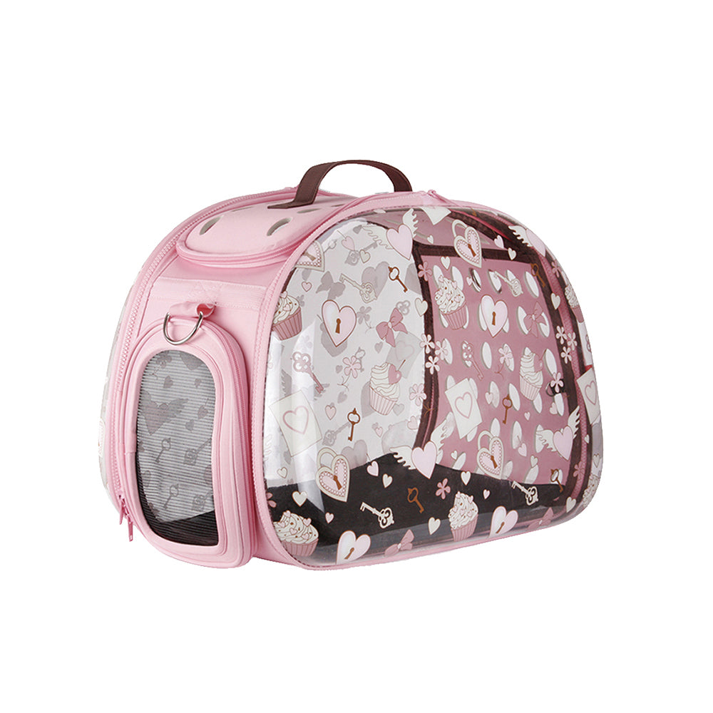 Ibiyaya Valentine Transparent Pet Carrier - Pink