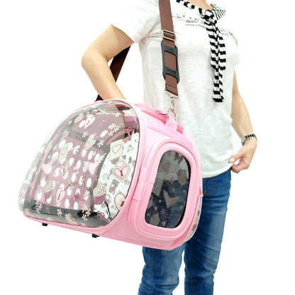 Ibiyaya Valentine Transparent Pet Carrier - Pink