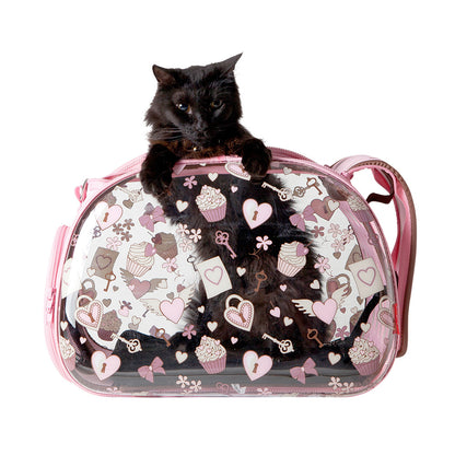 Ibiyaya Valentine Transparent Pet Carrier - Pink