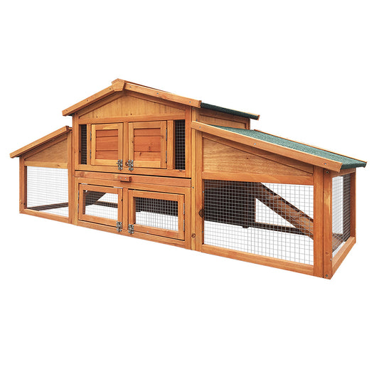 i.Pet Chicken Coop Rabbit Hutch 169cm x 52cm x 72cm Large House Outdoor Wooden Run Cage - Mega Pet Store