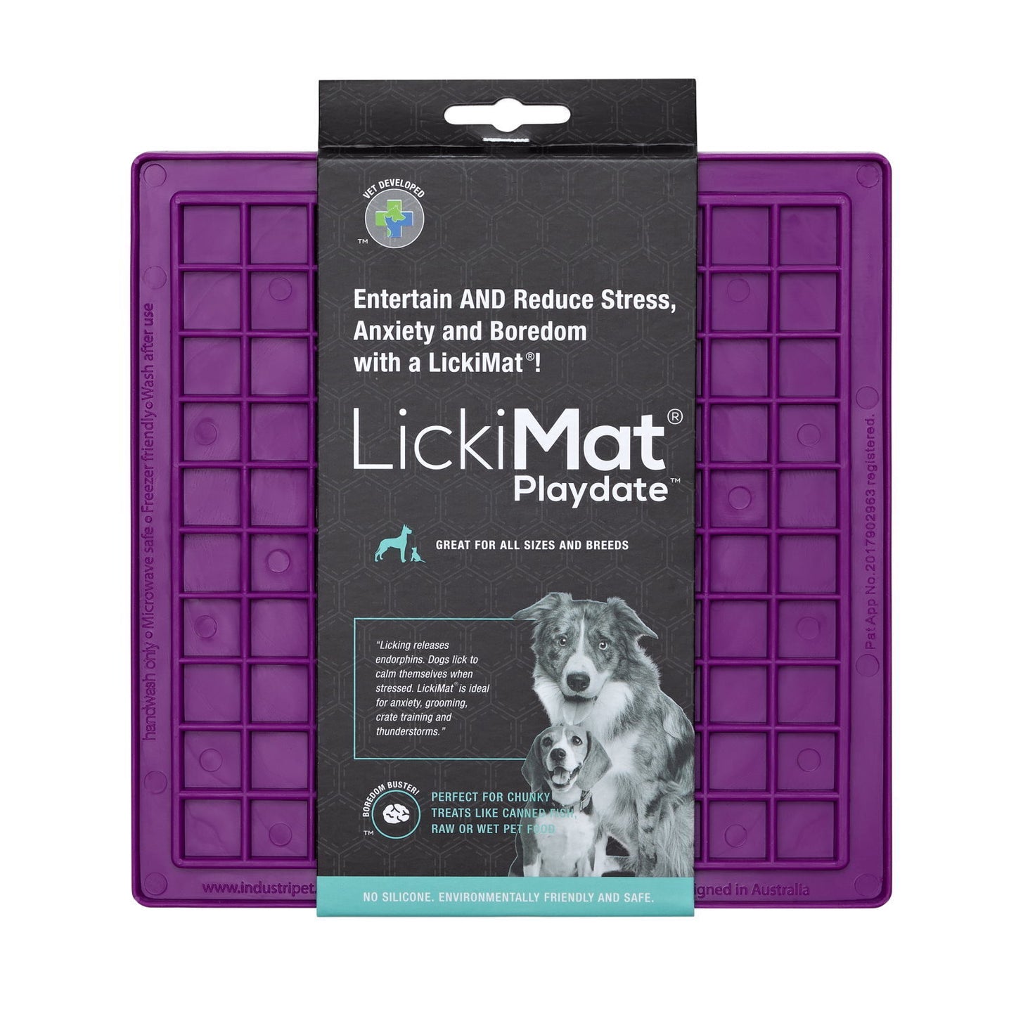 Lickimat Playdate Original Slow Food Licking Mat for Dogs & Cats