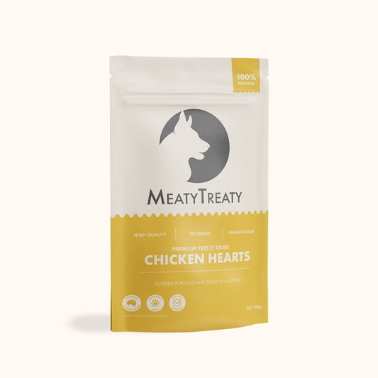 Meaty Treaty Freeze Dried Chicken Hearts Cat & Dog Treats 100g