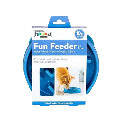 Outward Hound Fun Feeder Slow Food Bowl  for Dogs - Blue Notch