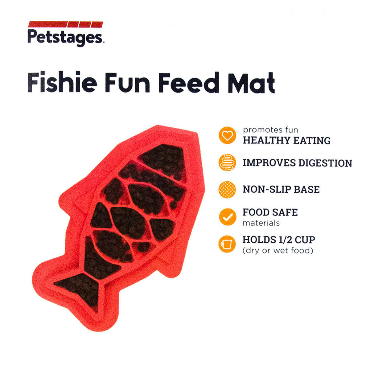 Petstages Fishie Fun Feed Mat Wet and Dry Slow Food Bowl for Cats