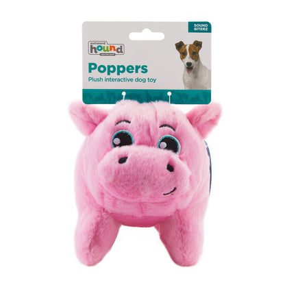 Outward Hound Poppers Plush Squeaky Dog Toy - Pig