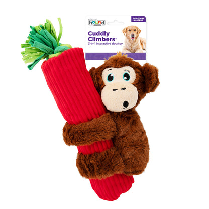 Outward Hound 3-in-1 Tug & Toss Dog Toy - Cuddly Climbers Monkey