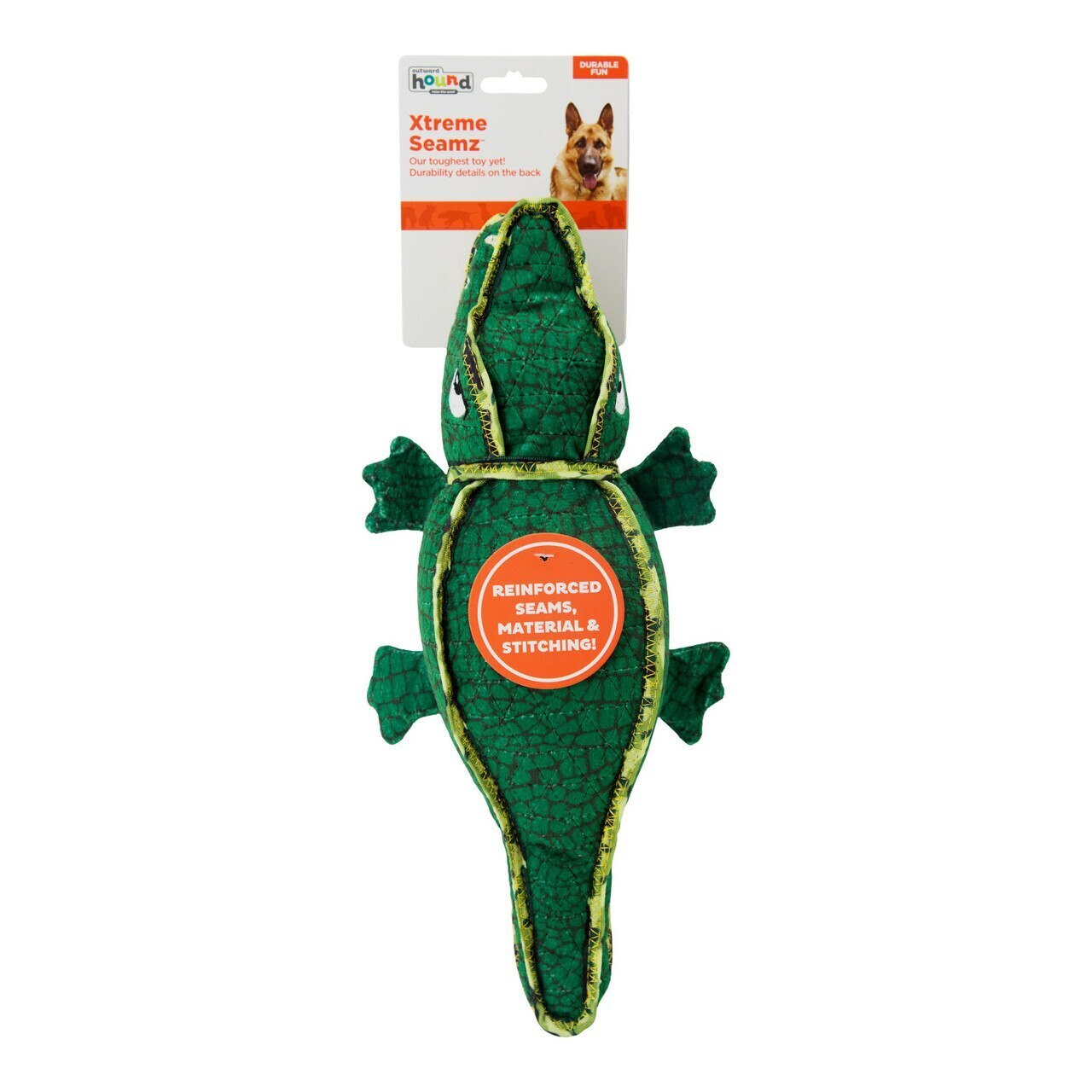 Outward Hound Xtreme Seamz Alligator Squeaker Dog Toy