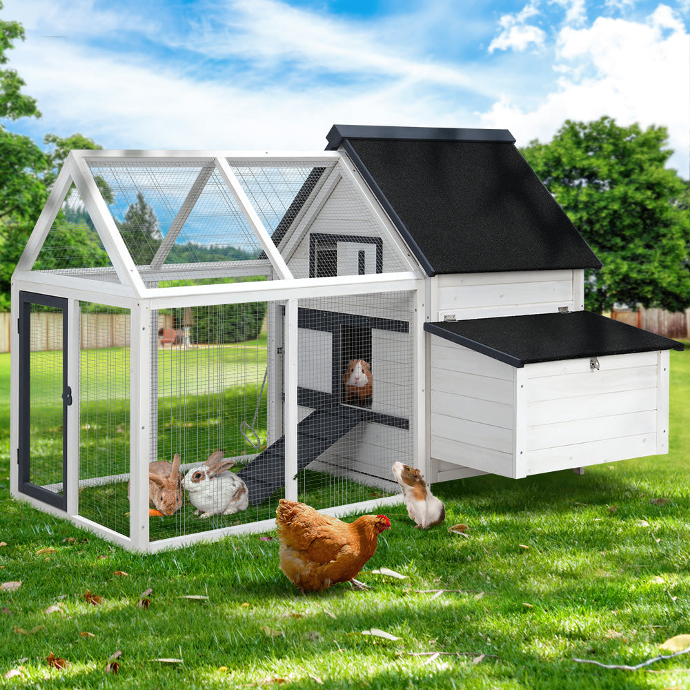 i.Pet Chicken Coop Rabbit Hutch 166cm x 120cm x 112cm Large House Run Cage XL Bunny Wooden