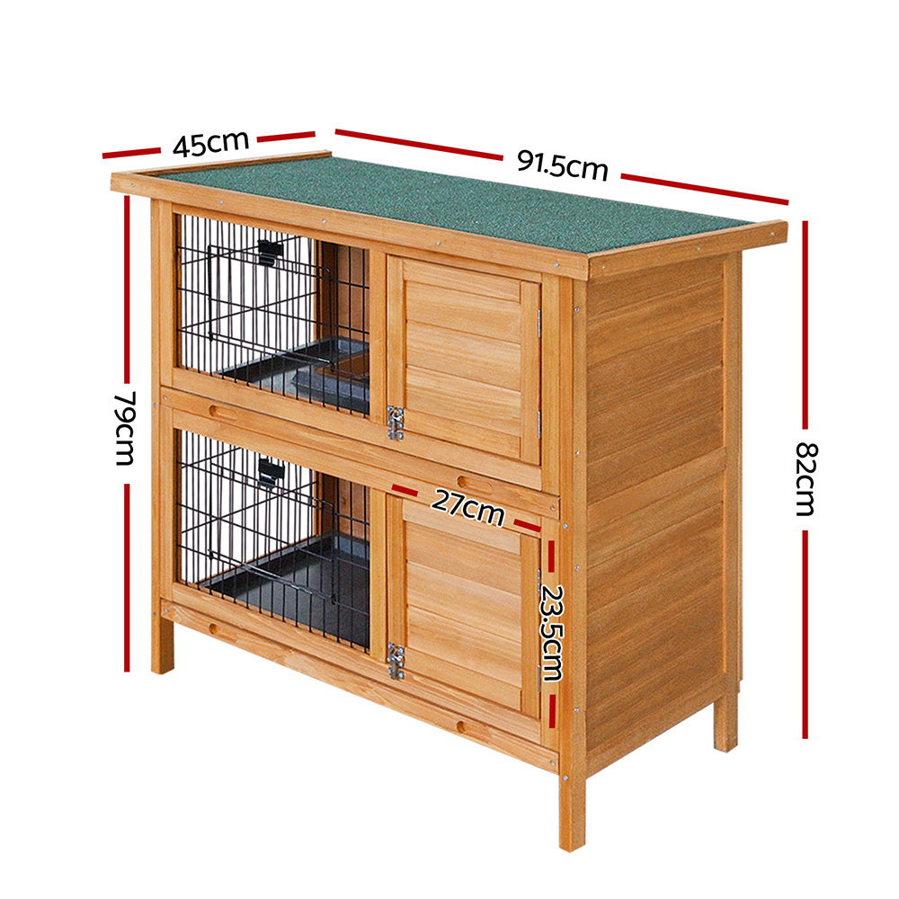 i.Pet Rabbit Hutch 91.5cm x 45cm x 82cm Chicken Coop Large Wooden House Run Cage Pet Bunny