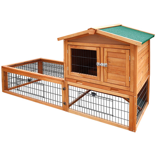 i.Pet Chicken Coop 155cm x 49cm x 90cm Rabbit Hutch Large Run Wooden Cage House Outdoor - Mega Pet Store