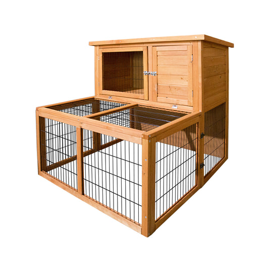 i.Pet Chicken Coop 96cm x 96cm x 100cm Rabbit Hutch Large Run Wooden Cage Outdoor House - Mega Pet Store