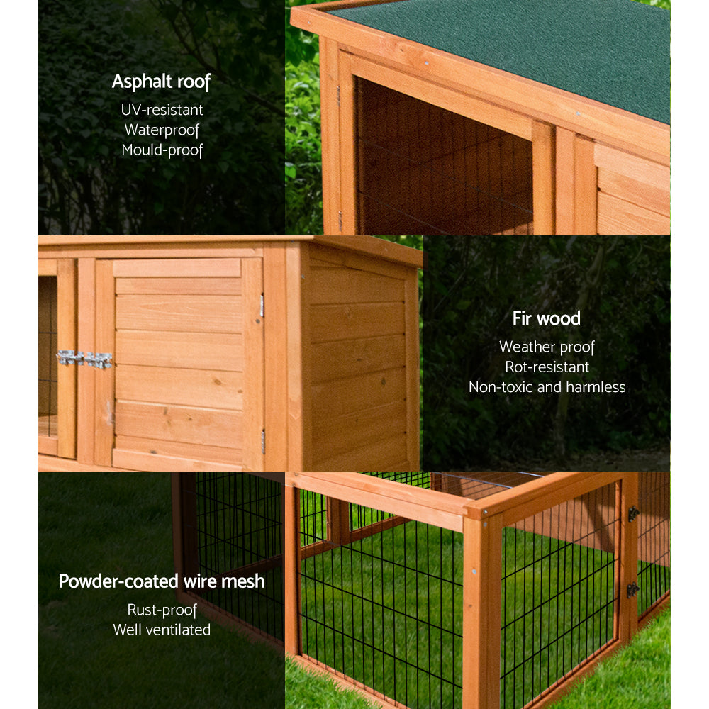 i.Pet Chicken Coop 96cm x 96cm x 100cm Rabbit Hutch Large Run Wooden Cage Outdoor House