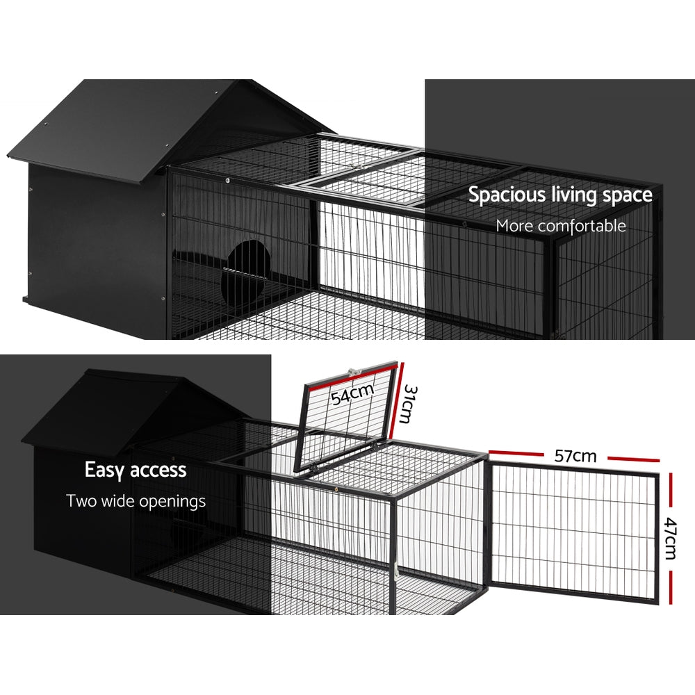 i.Pet Rabbit Cage Hutch 162x60cm Enclosure Metal