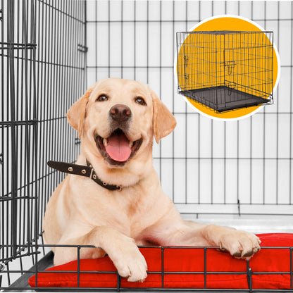 4Paws Dog Cage Pet Crate Cat Puppy Metal Cage ABS Tray Foldable Portable Black - 24" - Black