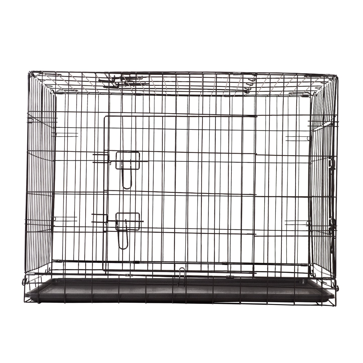 4Paws Dog Cage Pet Crate Cat Puppy Metal Cage ABS Tray Foldable Portable Black - 30" - Black - Mega Pet Store