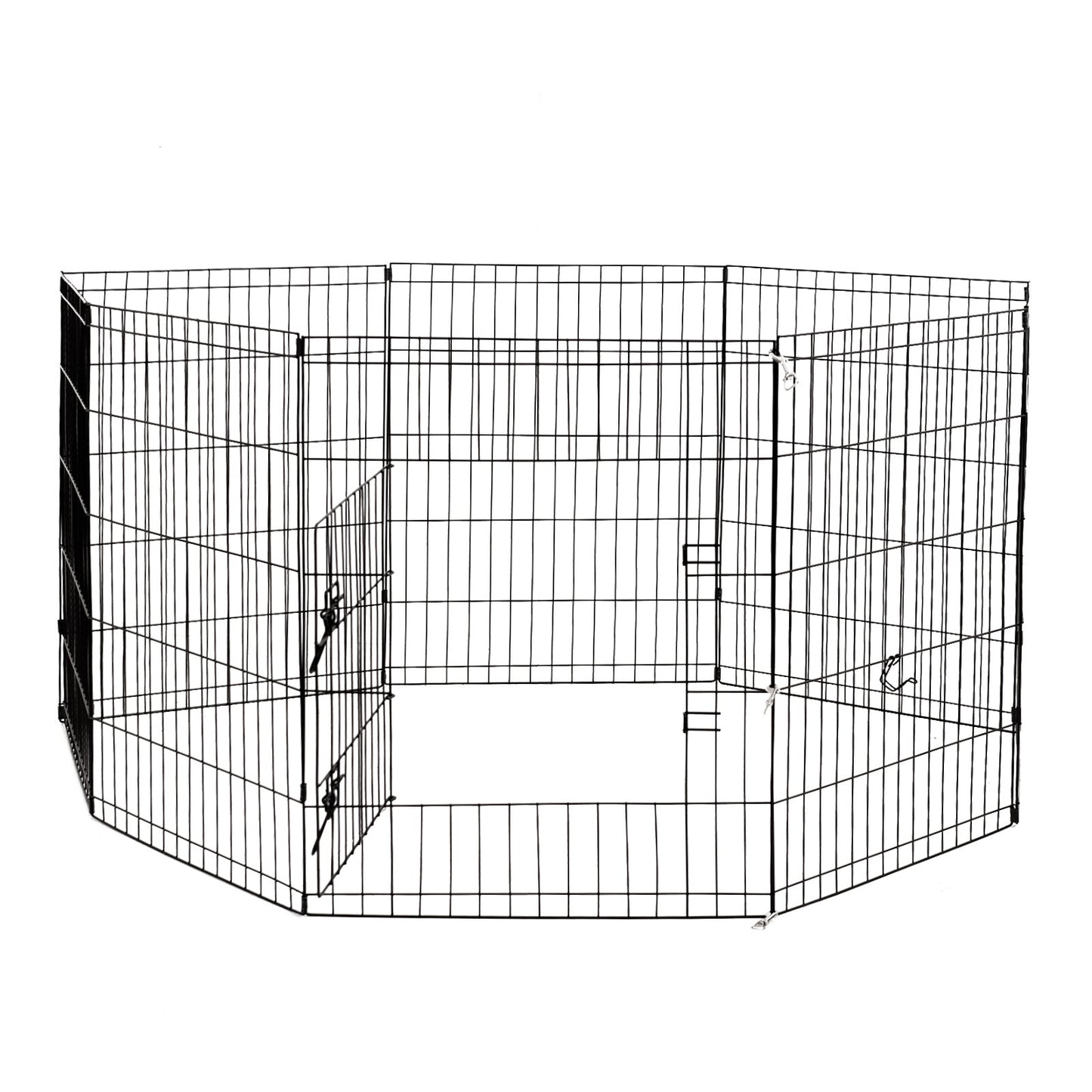 4Paws 8 Panel Playpen Puppy Exercise Fence Cage Enclosure Pets Black All Sizes - 24" - Black