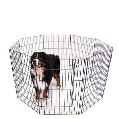 4Paws 8 Panel Playpen Puppy Exercise Fence Cage Enclosure Pets Black All Sizes - 30" - Black