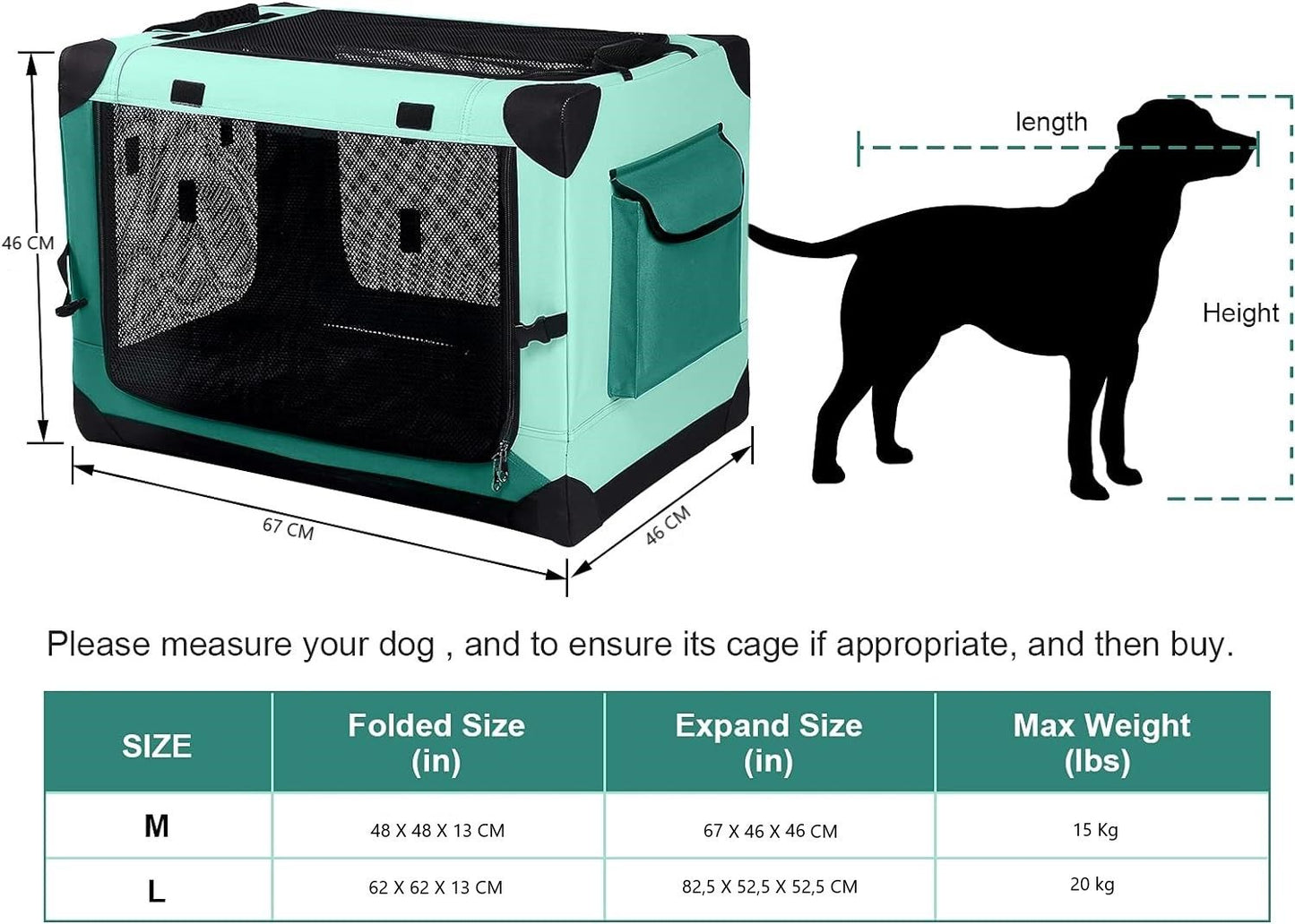 4-Door Dog Soft Crate Portable, Steel Mesh