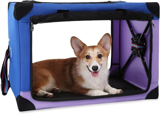 Portable Dog Crate Collapsible, Blue Purple - Mega Pet Store