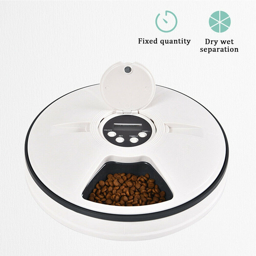 Auto LCD Digital Dog Pet Feeder Dispenser Food Bowl Cat 6 Meal Automatic Program