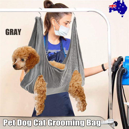 Gray Pet Dog Cat Grooming Bag Hammock Helper Restraint Bags for Bathing Trimming Nail L