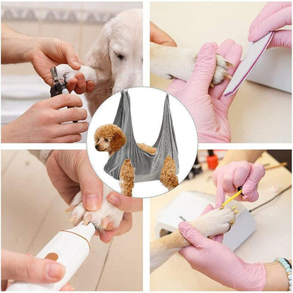 Gray Pet Dog Cat Grooming Bag Hammock Helper Restraint Bags for Bathing Trimming Nail L - Mega Pet Store