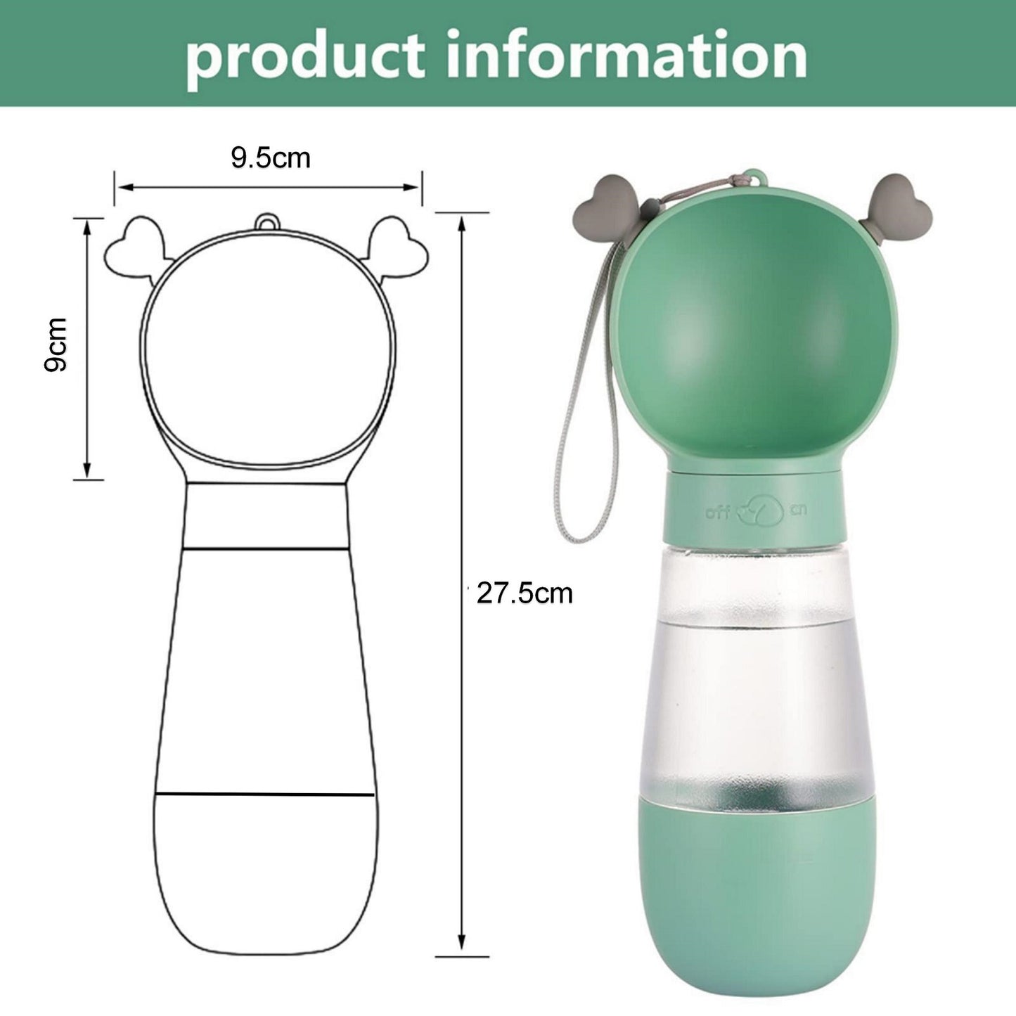 Portable Dog Water Bottle with Food Container Leak Proof Dog Water Dispenser(Green)