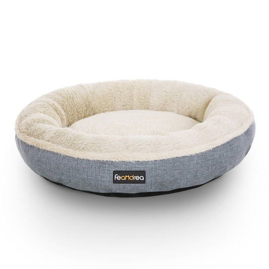 FEANDREA 55cm Dog Sofa Bed Round Shape Fabric Grey