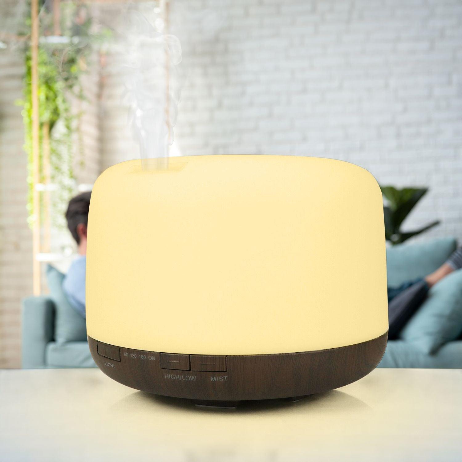 GOMINIMO 5 in1 LED Aromatherapy Essential Oil Diffuser 500ml (Dark Wood Base) - Mega Pet Store