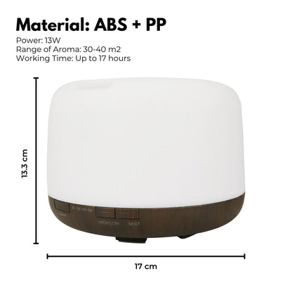 GOMINIMO 5 in1 LED Aromatherapy Essential Oil Diffuser 500ml (Dark Wood Base) - Mega Pet Store