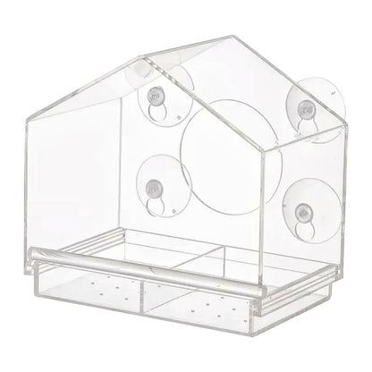 NOVEDEN Window Bird Feeder with Removable Tray Drain Holes and 4 Suction Cups (Transparent) NE-WBF-100-HSXY