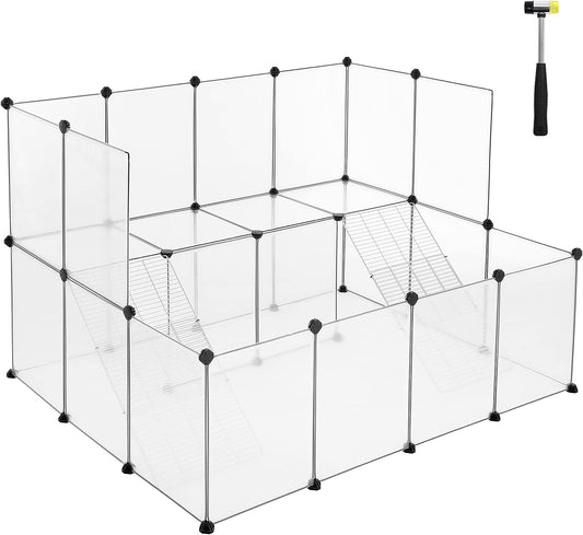 SONGMICS Guinea Pig Playpen with Dense Ramp White - Mega Pet Store