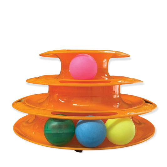 Interactive Cat Track Tower 3 Level LED Ball with Light - Kitten Chase Play Toy - Mega Pet Store