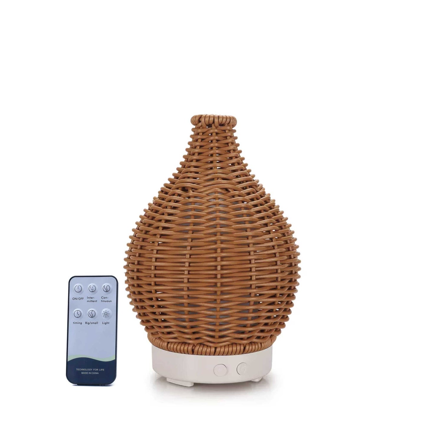 Essential Oil Aroma Diffuser and Remote - 100ml Rattan Woven Mist Humidifier